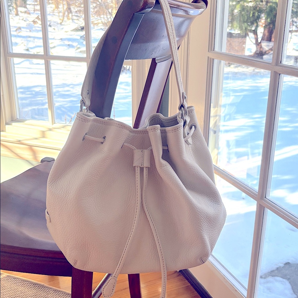 Cole Hahn Y2K Leather Drawstring Shoulder Bag - cream color - Beautiful!
